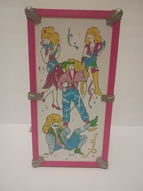 JEM Vintage Doll Wardrobe Trunk with Pop-Art Musician Graphics 1980s